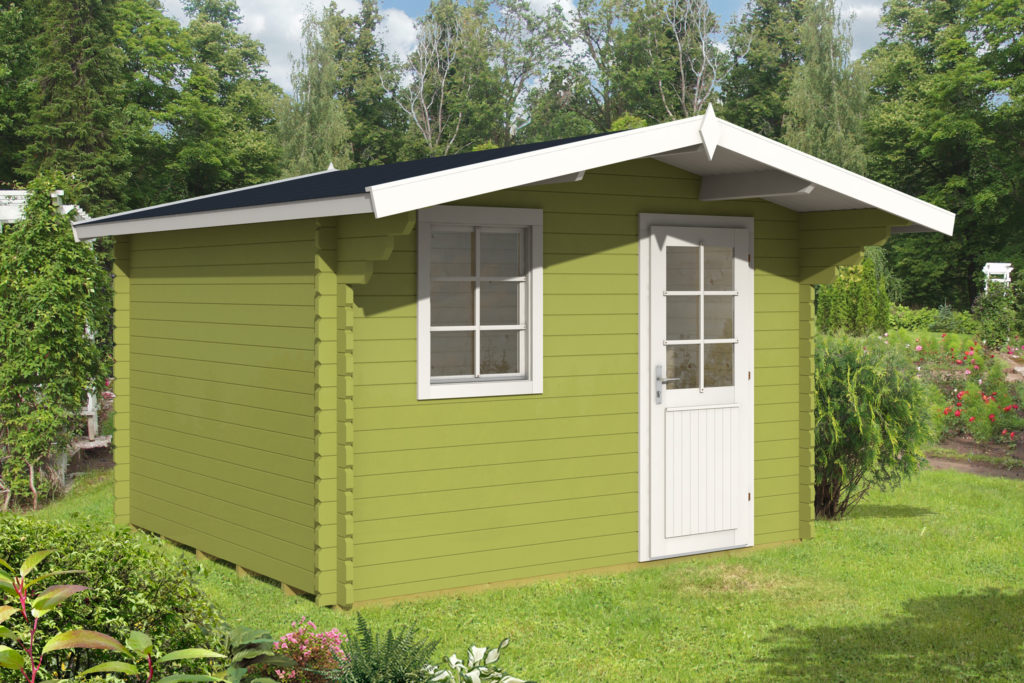 Introducing the Billings model from our Premium Model Collection. A perfect choice for expanding your living area. Construction with pre-cut and numbered components painted in lime green. The windows and doors are mid grade double glazed, weather-stripped with tilt/turn hardware. Doors include mortised locks, deadbolts with keys. 3D preview showcasing this versatile garden shed, suitable for various purposes such as tool storage, a studio, a she shed, a man cave, a hot tub/swimming pool change room, bicycle storage and more. Crafted from premium Nordic white spruce wood, guaranteeing high quality. Do it yourself building kit.