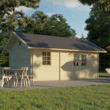 The Caroline is three room cabin with a loft. It has a double wide entry door with one singe wide window and one double wide window. A small window in the loft provides light and ventilation.