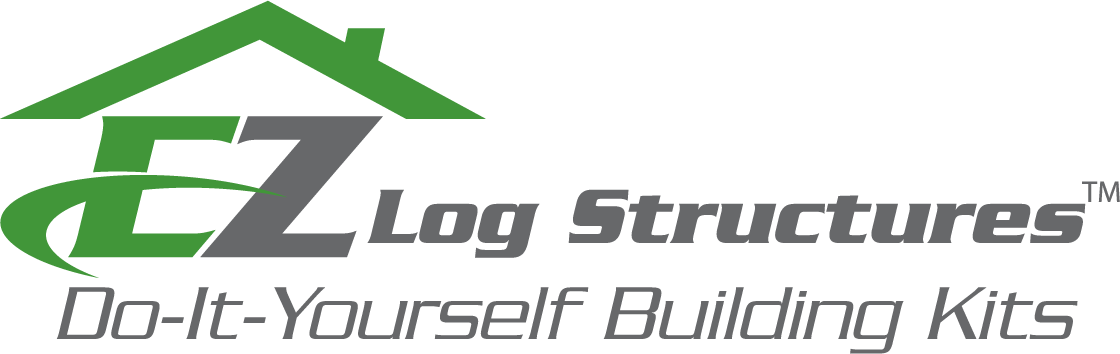 EZ Log Structures logo. Do it yourself building kits. Extend your living space with hot tub house, swimming pool change room, tea room, game room, outdoor dining, TV room, smoking lounge, or the perfect craft and hobby room. Ready to assemble log kits. Engineered spruce logs that fit together with interlocking joints and corners insuring an airtight structure. Homes, cabins, decorative sheds. North America's leading supplier of interlocking building kits. Comfordable and affordable. Log house. Log cabin. Log cottage. Log hut. Log kiosk. Bunkie Life. Log bunkies. Cottage or Home.