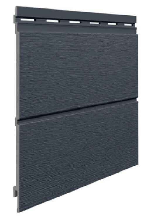 Elevation siding in three options: brown wood imitation, gray wood imitation, and beige wood imitation, offering a variety of finishes that replicate the look of natural wood. PVC polymer siding.